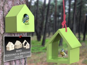 Bird feeding and breeding house